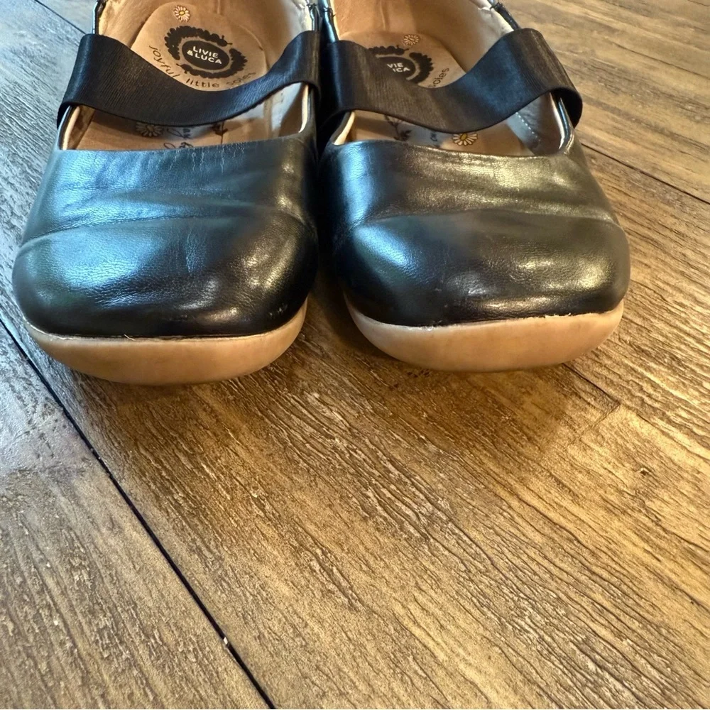 LIVIE & LUCA Girl’s Bella Ballet Flat Shoes in Black‎ Size 13 Ribbon Strap